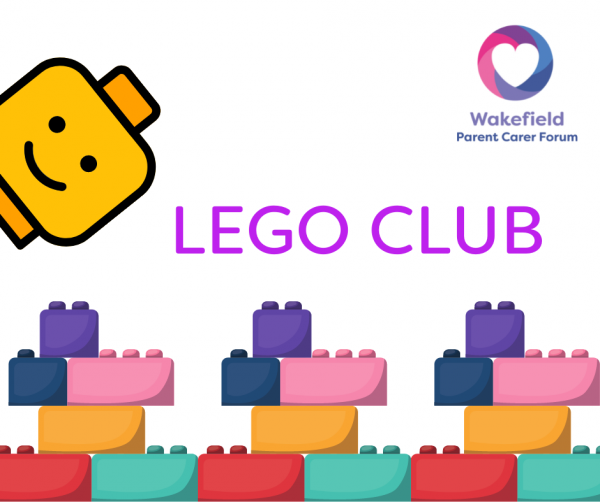 Image of Lego bricks and Lego head with text saying Lego Club